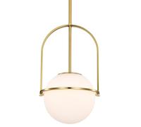 Alighting Gold Pendant Light with 18cm Milk Glass Globe, Adjustable Gold Ceiling Lights Mid Century Pendant Light for Dining Room, Kitchen Island, E14 Bulb(Not Included)