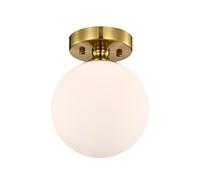 Alighting Gold Semi Flush Mount Ceiling Light with 18cm Glass Globe, Modern Mid Century Glass Ceiling Light for Bedroom, Entryway, Bathroom, E14(Not Included)