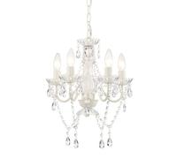 Alighting White Chandelier, 4-Light Candle Style Ceiling Light, Small Acrylic Pendant Light for Bedroom, Hallway, Entryway, 41x44 cm, E14(Not Included)