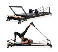 Align-Pilates R8 Pro Reformer in Black | Strong Steel Frame with Smooth 8 Wheel Design | Suited to Home or Light Commercial Use | 59kg Weight, Adjustable Feet, Up to 5 Springs
