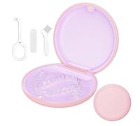 Aligner cases, compatible slim aligner cases, cute aligner cases with silicone pads, mouthguard cases with aligner removal tools, Chewy and brushes (Pink)
