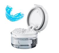 Aligner & Retainer Bath Case - 3-Layer Denture Soaking Cup with Rinse Basket, Professional Mouth Guard Cleaner Box for Athletes & Orthodontics, Compact Storage for Boys & Girls