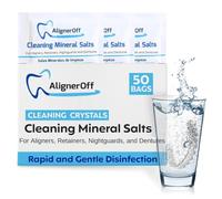 AlignerOff Mineral Crystal Cleanser for Clear Aligners, Retainers, and Dentures - Safe, Fast, Easy Cleaning for Daily Spa Care