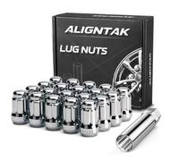ALIGNTAK 20PCS M12x1.25 6 Spline Lug Nuts, Chrome Closed End, 36mm Tall, 20mm OD, 60 Degree Conical Seat, Socket Key, for Select Altima Maxima Sentra 350Z Outback Forester G35 G37 Aftermarket Wheels