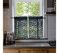 ALIGOGO Lace Curtains 24 Inch Length Gothic Kitchen Bathroom Privacy Curtains Black