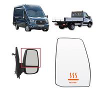 ALIGOPARTS Right Driver Side Upper Heated Wing Mirror Glass for Ford Transit MK8 (2014 Onwards) - BK31-17K740-BA, 1823994 - Replacement Mirror with Back Plate & 2 Metal Clips - Easy Installation