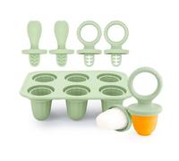 Alihoo Silicone Ice Lolly Moulds for Babies and Toddlers, 6 Cavities Ice Mould with Plastic Sticks, Mini Ice Mould, Popsicle Mould Set (Green)