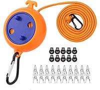 Alihoo Washing Line, 10M Retractable Clothes Line Portable for Camping Washing Line Windproof Hanging Drying Rack Clothes Travel Indoor Outdoor Hotel (Orange)