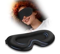 ALIIP 100% Blackout Sleep Mask for Women & Men, 3D Contoured Zero Pressure Eye Mask for Sleeping, Breathable Cool Silk Travel Blindfold for Side Sleepers with Adjustable Strap, Black,1-Pack