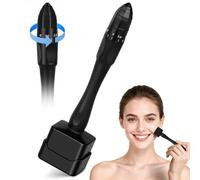 ALIIP Microneedle Derma Roller Stamp Pen 0-3MM Adjustable Needles,140 Titanium Professional Microneedling Stamp, Derma Manual Pen for Face Body Hair Beard Growth, Skin Care, for Women & Men,Black