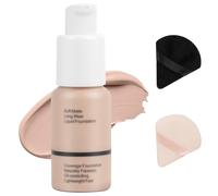 ALIIP Natural Liquid Foundation with Full Coverage & 24H Wear, Easy Blend for Daily Makeup and Flawless Skin, All Skin Types, Shade 102 Nude, 30 ml + 2 Pcs Powder Puff