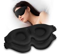 ALIIP Sleep Mask, 3D Contoured Blackout Eye Masks with Adjustable Straps, Soft Foam Comfort for Side Sleepers, Travel & Night Use, Black, 2-Pack