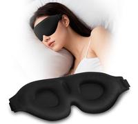 ALIIP100% Blackout Sleep Mask for Sleeping, 3D Contoured Blackout Eye Mask with Adjustable Strap, Soft Foam Comfort for Side Sleepers, Travel & Night Use, Black, 1-Pack