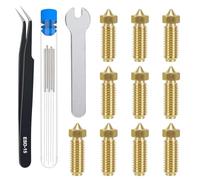 Aliisare 10PCS 0.4mm Brass Volcano Nozzles for Kobra3, Extruder Hotend Nozzle Kit with Cleaning Needle, Tweezers & Wrench