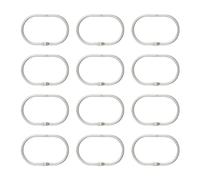 Aliisare 12 Pcs Open Shower Curtain Hook Rings Oval Hanging for Rod Hooks Metal Bathroom Silver
