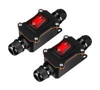 Aliisare 2 Pcs 12V Inline Switch Waterproof Inline Cord Switch Waterproof Toggle Switch with Red Light Rocker Button