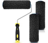 Aliisare 3pcs Drywall Compound Roller Cover with 1pc Paint Roller Frame, Drywall Texture Roller Brush for Putty, Texture Coating