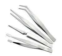 Aliisare 4-Piece Set of Stainless Steel Combination Tweezers, Elbow Tip, Labor-Saving Pliers,-Reverse Flat-Mouth Stamp Clips