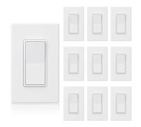 Aliisare Matte White Single Pole Decorator Light Switch 15Amp, 120-277V, Paddle Rocker Replacement, On/Off Wall Switch,10 Pack