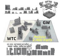 AliKids Modular Terrain Ruin for Wargame WH40K, Compatible with 10E GW & W-T-C, HIPS Plastic Injection Molding (Full-Table Set)