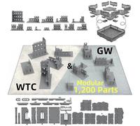 AliKids Modular Terrain Ruin for Wargame WH40K, Compatible with 10E GW & W-T-C, HIPS Plastic Injection Molding (Half-Table Set)