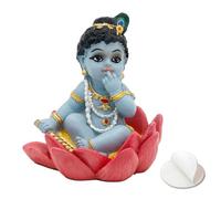 alikiki Baby Krishna for Car - 2.3”H Hindu God Makhan Chor Krishna Idol Statue Mini India Murti Item Home Office Temple Mandir Shrine Altar Pooja Decor Diwali Puja Gifts for Indian Friends Relative