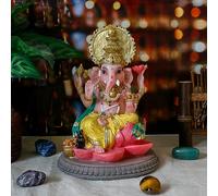 alikiki Hindu God Ganesha Idol Statue - 6.8" Hindu Murti Lord Ganesh Ganpati for Home Office Altar Mandir Temple Pooja Item Meditation Yoga Room Spiritual Decor Diwali Puja Gifts