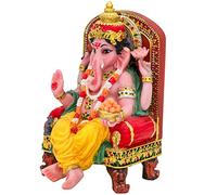 alikiki Hindu God Ganesha Statue Figurine - Indian Idol Sitting Lord Ganesh Statue India Murti Item Ganpati Home Office Temple Mandir Altar Pooja Gifts Diwali Puja Gifts