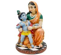 alikiki Hindu God Krishna and Yashoda - 7.9" High Polystone Indian Murti Lord Damodara Baby Krishna Idol Statue with Maa Yashoda Diwali Gifts Pooja Item Office Home Temple Mandir Altar Puja Decor