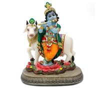 alikiki Hindu God Lord Krishna Statue - 5.7" H India Idol Krishna Sculpture Gifts for Indian Friends Family Man Woman Pooja Murti Item Altar Meditation Yoga Spiritual Decor