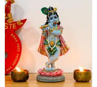 alikiki Hindu God Lord Krishna Statue - 8.3”H India Idol Krishna Figurine Puja Item Pooja Gift for Indian Diwali Home Altar Temple Mandir Meditation Room Yoga Studio Spiritual Decors