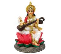 alikiki Hindu Goddess Saraswati Statue - 8.6" H Saraswati Sculpture Indian Diwali Pooja Item Murti Gifts for Indian Man Woman Friends Family Diwali Gifts Home Office Mandir Temple Puja Decor