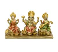alikiki Hindu Lakshmi Ganesha Saraswati Statue - Laxmi Ganesh Idol for Car Dashboard Decor Home Temple Mandir Pooja Item Indian Puja Item Diwali Gift Meditation Yoga Altar Decoration