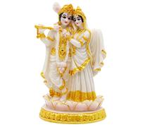 alikiki Hindu Radha Krishna Idols Statue- 5.7”H Marble Look Indian God Krishna Radha Sculpture for Diwali Puja Wedding Gift Home Office Mandir Temple Altar Shrine Decor