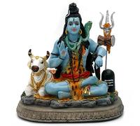 alikiki Indian God Lord Shiva Statue - Gifts for Indian Hindu 6.7" H Shiva Idol W/Cow Indian Return Gifts Yoga Studio Meditation Room Spiritual Decor Home Office Mandir Altar Pooja Item