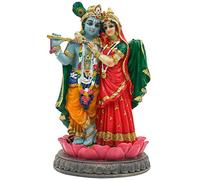 alikiki Indian God Radha Krishna Statue - 5.7”H Hindu Goddess Radha and God Krishna Sculptur India Murti Item Home Office Temple Mandir Shrine Altar Pooja Item