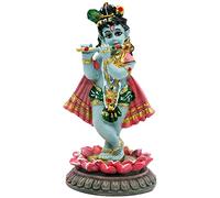 alikiki Indian Idol Krishna God Statue - 3.9”H Hindu Murti Idol Little Krishna Play Flute Sculpture for Home Office Temple Mandir Altar Pooja Item Diwali Puja Figurine