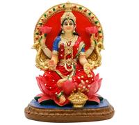 alikiki Indian Lakshmi Idol Statue - 5.1”H Hindu Goddess Laxmi MATA Murti India Pooja Item Home Office Temple Mandir Shrine Altar Diwali Puja Spiritual Decor for Indian Friend Relative