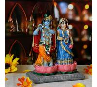 alikiki Indian Wedding Gift Radha Krishna - 5.7" H Radha Krishna Statue Murti Idol Figurine for Indian Couple Pooja Murti Item Altar Shrine Meditation Yoga Spiritual Decor Puja Item