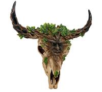 alikiki Longhorn Cow Skull Wall-Decor - 10.4inch Long Bull Horns Bison Steer Skull Wall Hanging Home Decor Faux Animal Head Skull Wall Mount Western Boho Room Wall Art