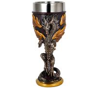 alikiki Medieval Flame Dragon Wine Goblet - Fantasy Dungeons and Dragons Wine Chalice Goblet- 7oz Stainless Steel Cup Drinking Vessel - Ideal Novelty Gothic Father Day Gift Party Idea