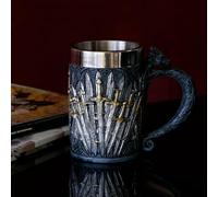 alikiki Medieval Game of Sword Thrones Dragon Coffee Mug 21oz | Large Stainless Steel Beer Tankard, D&D Gifts for Men Women House of the Dragon Merch Collector Party Decorations