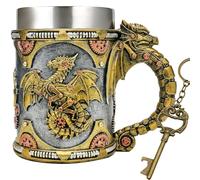 alikiki Medieval Steampunk Dragon Mug - Large Coffee Mug Mechanical Dragon D&D Gift for Men Father's Day Gifts - 21OZ Stainless Steel Party Gaming Mugs Beer Tankard