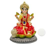 alikiki Small Hindu Goddess Lakshmi Statue - 3.9”H Indian Ido Laxmi Figurine for Car Dash Board Decor Home Office Mandir Temple Altar Shrine Pooja Item Murti for Diwali Puja Gifts