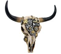 alikiki Steampunk Cow Skull Wall-Decor - Western Bull Head Skull Wall Sculpture 3D Animal Head Wall Art Hanging Decor for Living Room Bedroom Kitchen Gift Modern Decoration