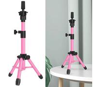 AliLeader 25 Inch Wig Stand Tripod - Adjustable Wig Mannequin Head Stand for Training Heads And Canvas Block Head (Pink, Mannequin Head Not Included)