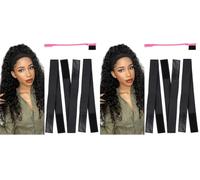AliLeader Wig with Velcro, 3.5cm Width Elastic Edge Band for Laying Down Wigs, Wig Melt Band for Edges with Velcro, Elastic Edge Laying Band (3pcs Melt Band+1Pcs Hair Edges Brushes), Black (Pack of 2)