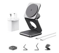 Alilong 3 in 1 Wireless Charging Station, MagSafe Charger Compatible [Zinc Alloy] Foldable Travel Fast Charging Station Stand for Apple Devices iPhone 16 15 Apple Watch AirPods (Adapter Included)