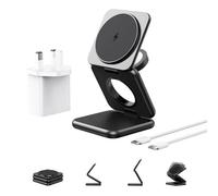 Alilong 3 in 1 Wireless Charging Station, MagSafe Charger Compatible [Zinc Alloy] Foldable Travel Fast Charging Station Stand for Apple Devices iPhone 16 15 Apple Watch AirPods (Adapter Included)