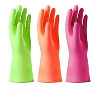 Alimat PluS 3 Colors Rubber Gloves, Washing up Gloves Without Liner, Reusable Cleaning Gloves Latex Free, Waterproof Kitchen Gloves for Laundry, Gardening (M)